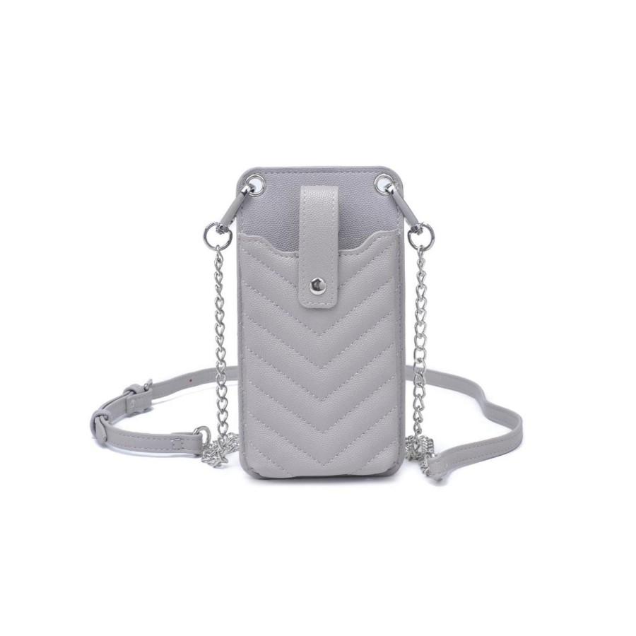 Bags Urban Expressions | Claire - Chevron Stitch Cell Phone Crossbody Dove Grey