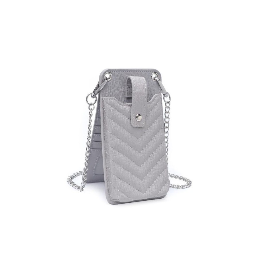 Bags Urban Expressions | Claire - Chevron Stitch Cell Phone Crossbody Dove Grey