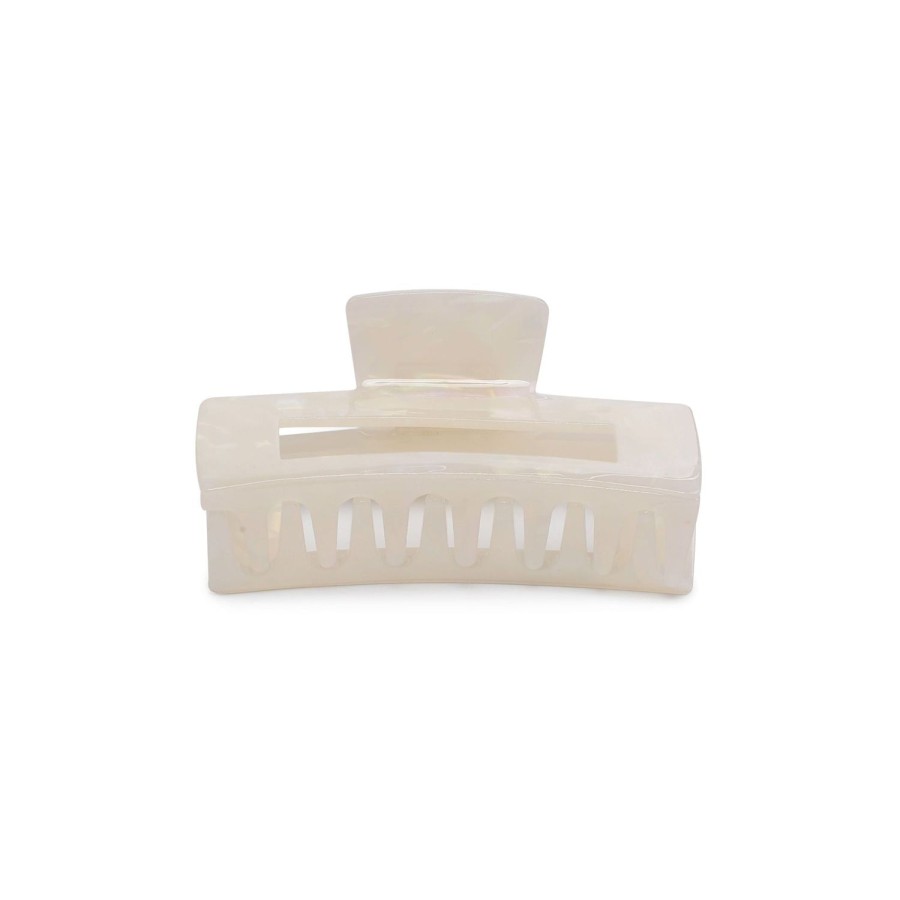 Accessories Urban Expressions | Cutout Rectangle Large Jaw Hair Claw White