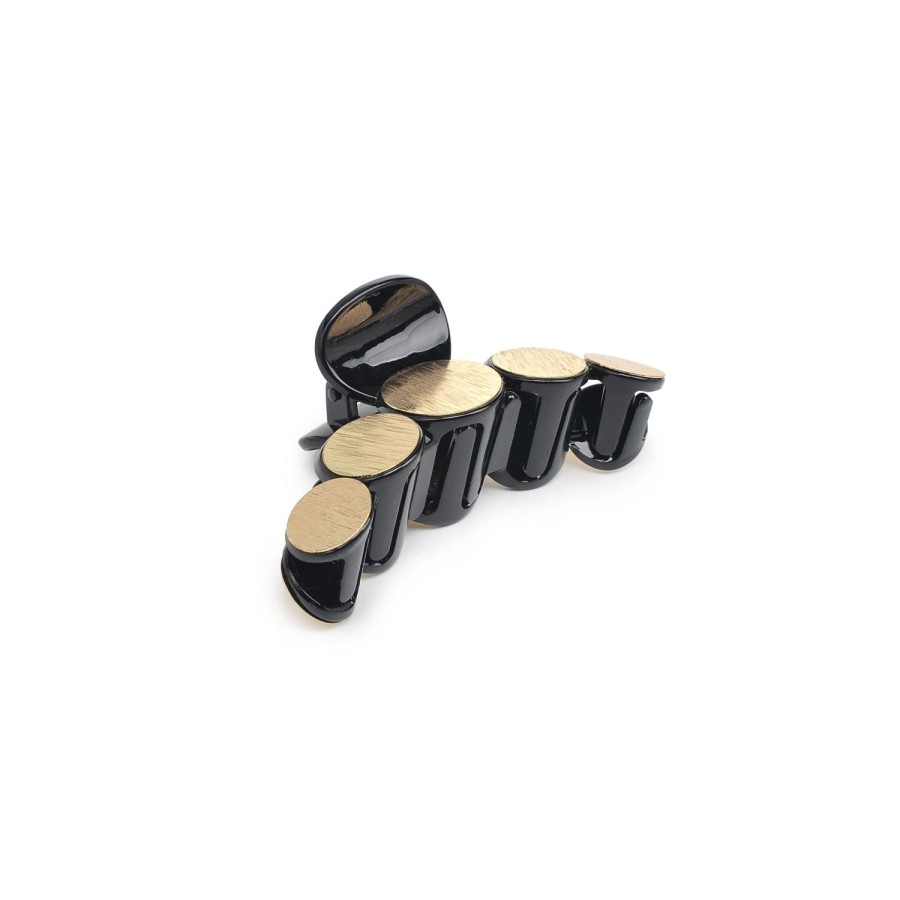 Accessories Urban Expressions | Metallic Disc Plated Hair Claw - 2 Pack Hair Claw Black Gold