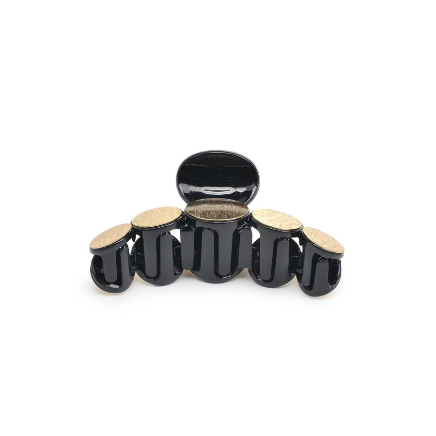 Accessories Urban Expressions | Metallic Disc Plated Hair Claw - 2 Pack Hair Claw Black Gold