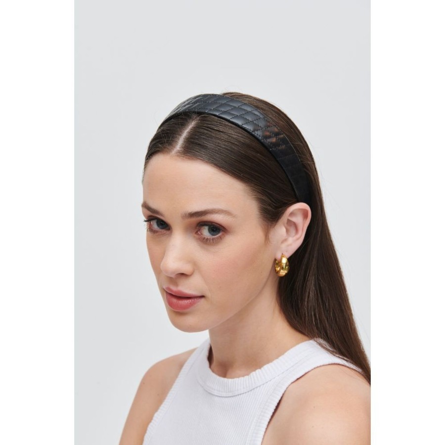 Accessories Urban Expressions | Quilted Vegan Leather Headband Headband Black