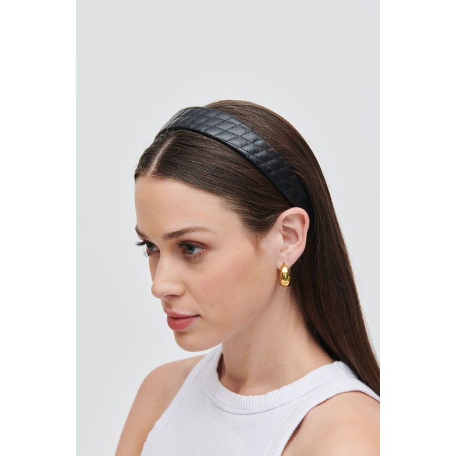 Accessories Urban Expressions | Quilted Vegan Leather Headband Headband Black