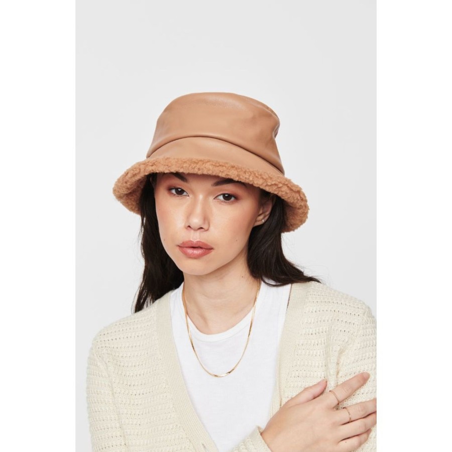 Accessories Urban Expressions | Shearling Trim Bucket Hat Bucket Hat Latte