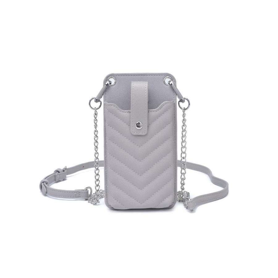 Bags Urban Expressions | Claire - Chevron Stitch Cell Phone Crossbody Dove Grey