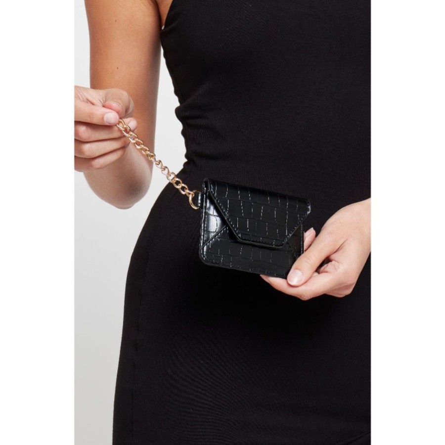 Accessories Urban Expressions | Gia - Croco Card Holder Black