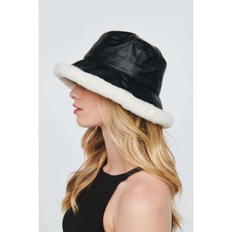 Accessories Urban Expressions | Faux Fur Trimmed Bucket Hat Bucket Hat Black