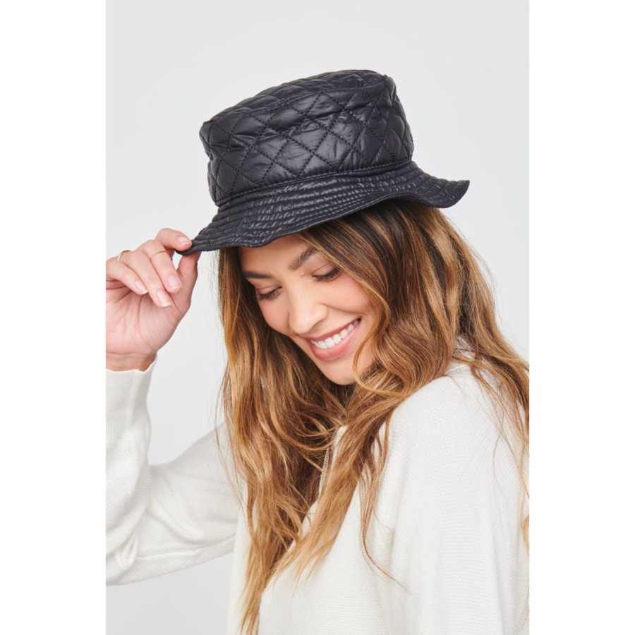 Accessories Urban Expressions | Quilted Nylon Bucket Hat Bucket Hat Black