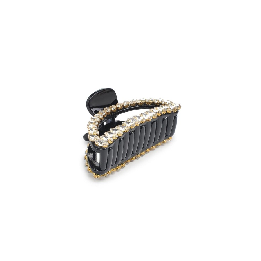 Accessories Urban Expressions | Camilla - Rhinestone Embellished Hair Claw Hair Claw Black