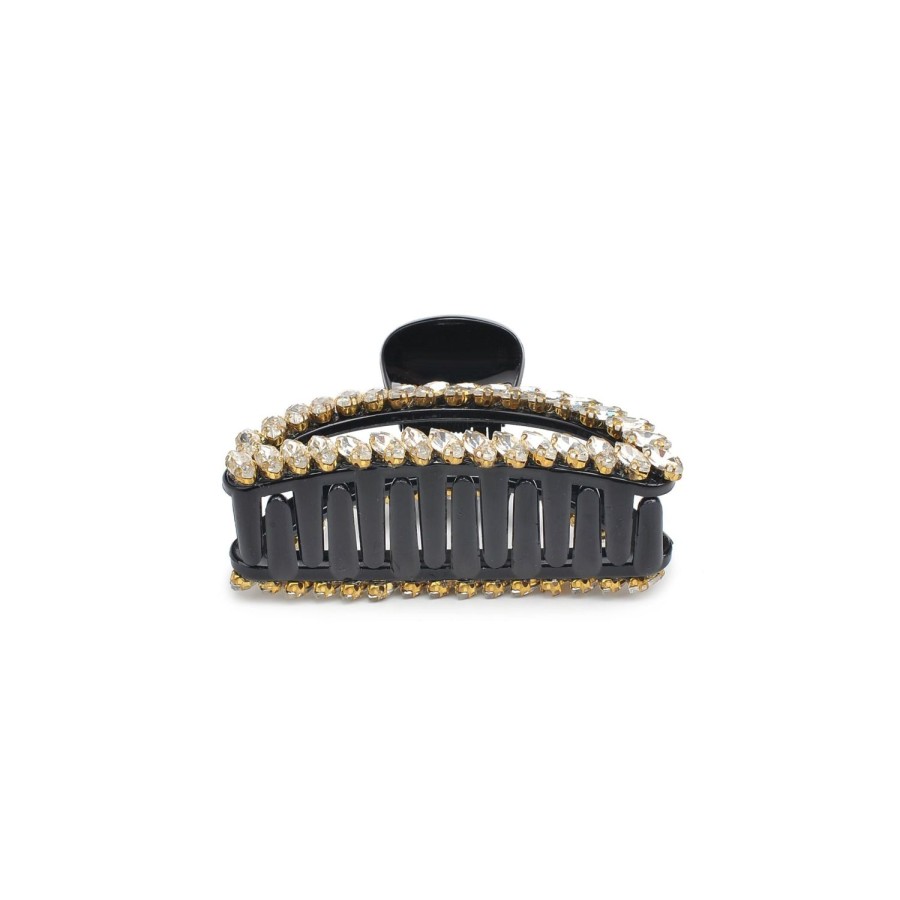 Accessories Urban Expressions | Camilla - Rhinestone Embellished Hair Claw Hair Claw Black