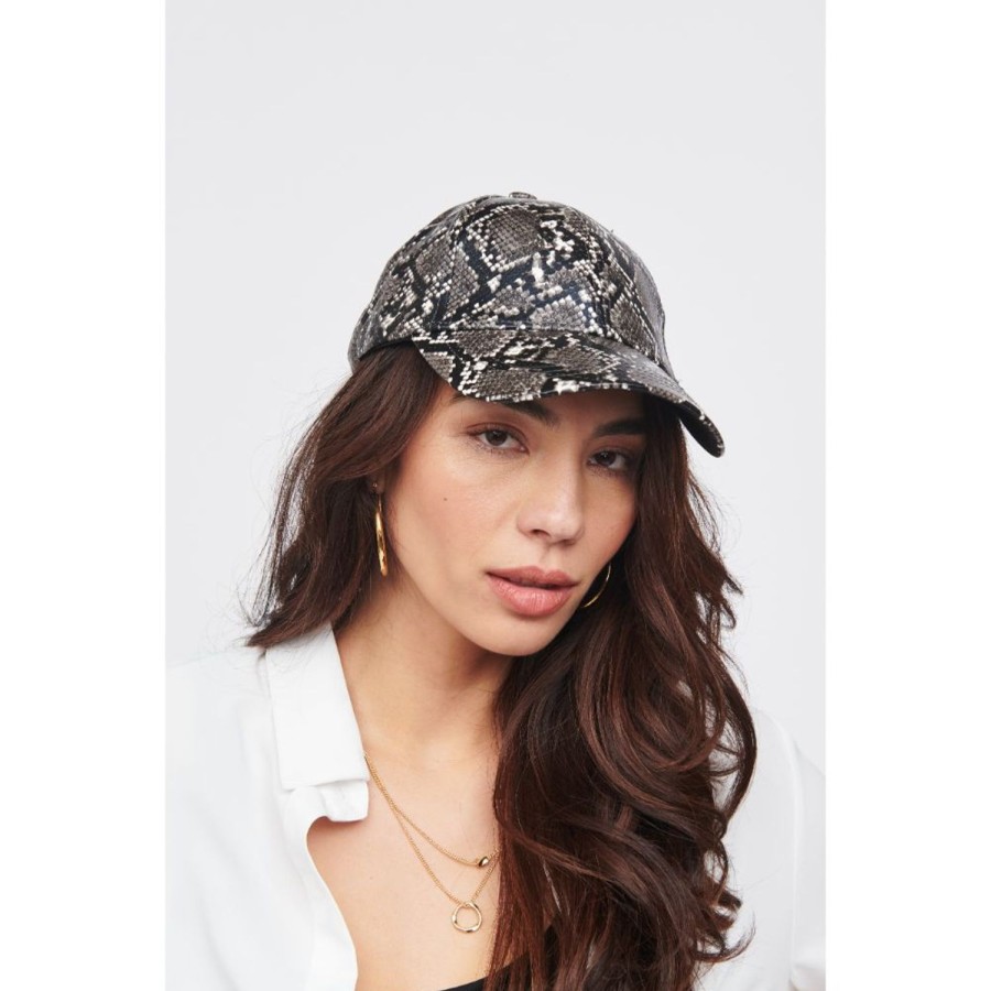 Accessories Urban Expressions | Vegan Leather Baseball Hat Baseball Cap Black White Snake